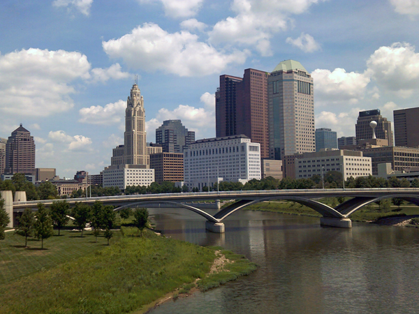 view from The Main Street Bridge in Columbus, Ohio